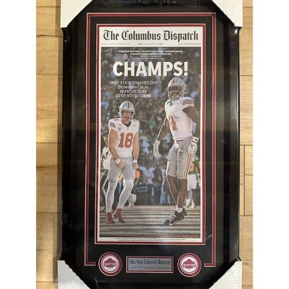 Ohio State University Buckeyes 2024 CFP Champions Framed Newspaper Cover - Picture 2 of 4